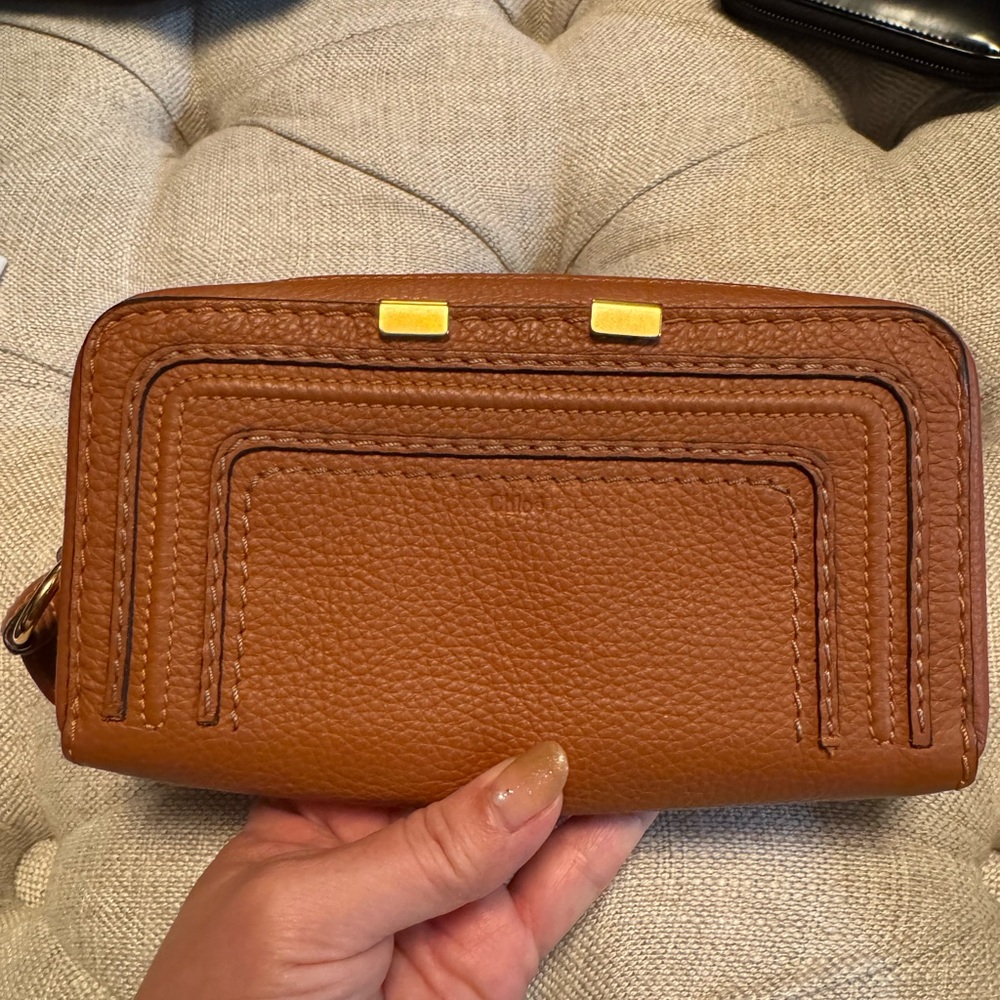 Chloe Marcie Zip Wallet with Gold Accents